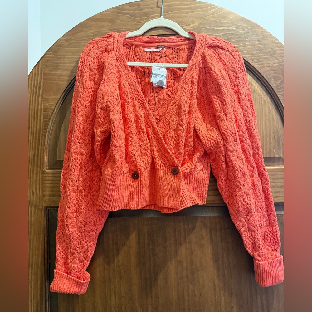 Free People Coral Knit Cardigan Sweater